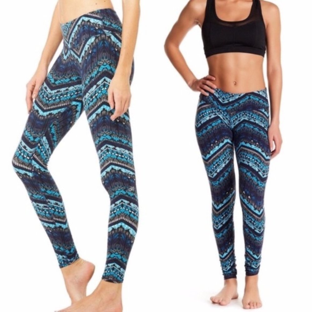 Alo Yoga Airbrush Seaport Blue Icelandic Leggings